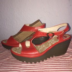 FLY London Open-toe Wedge w/ Ankle Strap